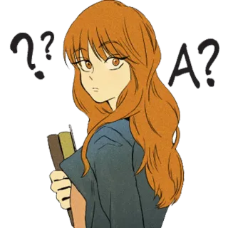 😕 ? A ? คำถาม, กำลังคิด, สับสน, อนิเมะ, การ์ตูน, ผู้หญิง, ไม่แน่ใจ telegram sticker