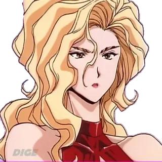 😐 anime, woman, blonde, serious, cartoon telegram sticker