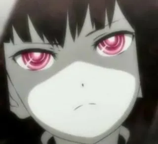 🥓 animé, fille, personnage, yeux rouges, animé whatsapp sticker