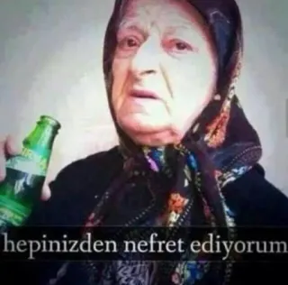 🤔 hepinizden nefret ediyorum mujer, bebida, botella, odio, turco telegram sticker
