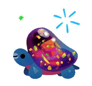 ✨ Żółw, Niebieski, Zwierzę, Uroczy, Kreskówka telegram sticker
