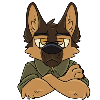 😕 anthropomorph, Hund, Cartoon, Deutscher Schäferhund, Tier, Fellwesen telegram sticker