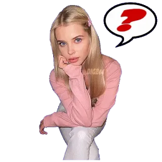 ❓ donna, bionda, domanda, pensando, ragazza, adesivo telegram sticker