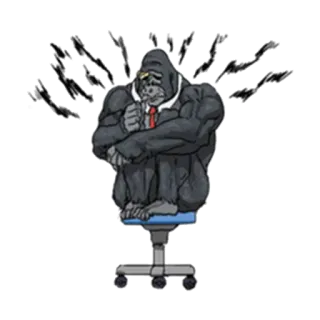 😖 gorilla, business, office, stress, seated, suit, tie, chair whatsapp sticker