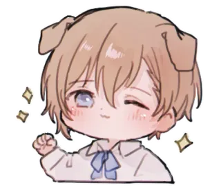 🍼 Чиби, Кавай, Аниме, Собака, Блестки, Подмигивание telegram sticker