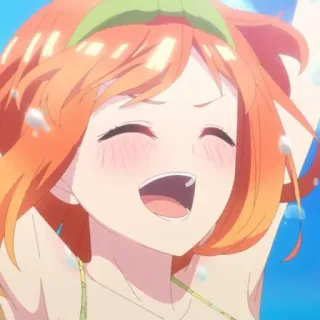 😄 Yotsuba Nakano The Quintessential Quintuplets anime, garota, cabelo laranja, sorrindo, feliz, fofa telegram sticker
