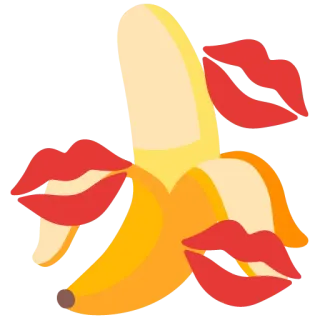 💋 กล้วย, ริมฝีปาก, จูบ, ผลไม้, การ์ตูน, อาหาร telegram sticker