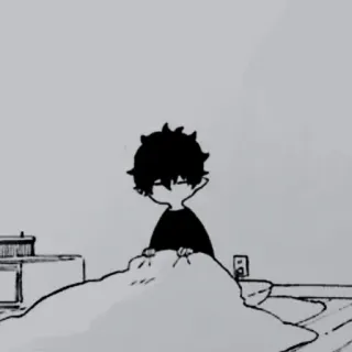 👁‍🗨 Anime, Manga, Triste, Lit, Personnage, Noir et blanc telegram sticker