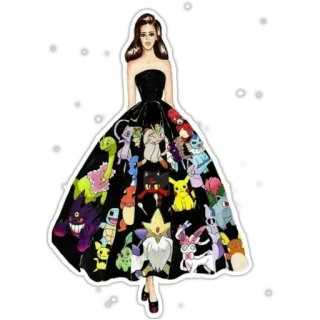 😌 Mode, Pokémon, Kleid, Illustration, Cartoon, Stil, Frau telegram sticker
