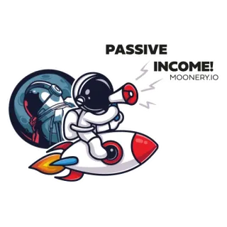 📢 PASSIVE INCOME! MOONERY.IO пассивный доход, астронавт, ракета, луна, финансы, инвестиции telegram sticker