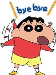 👋 Shin-chan Nohara Crayon Shin-chan bye bye Shin-chan, Crayon Shin-chan, Anime, Kartun, Karakter, Selamat tinggal, Sampai jumpa whatsapp sticker