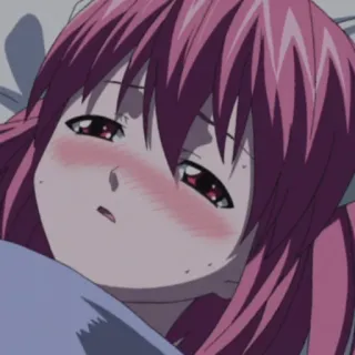 💉 anime, ragazza, capelli rosa, arrossire, assonnata telegram sticker