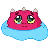 😔 triste, chorando, fofo, monstro, desenho animado, rosa, azul whatsapp sticker