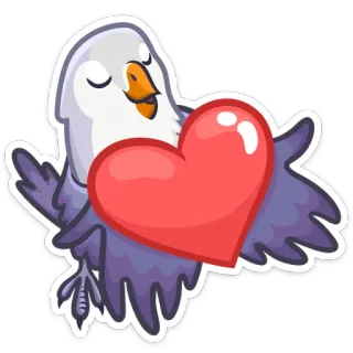 😘 oiseau, cœur, amour, mignon, dessin animé, animal, autocollant whatsapp sticker