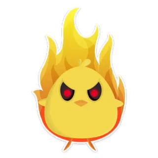 👿 kurczak, ogień, złość, żółty, kreskówka telegram sticker
