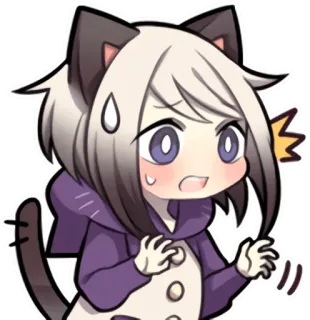 😨 Anime, Chat, Fille, Kawaii, Mignon, Dessin animé, Autocollant whatsapp sticker