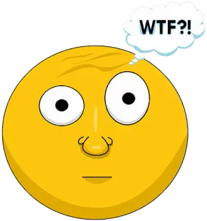 😱 WTF?! emoji, question, surprise, yellow, cartoon telegram sticker
