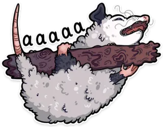 😱 aaaaaa опоссум, животное, милый, стикер, мультфильм, мем, кричащий whatsapp sticker