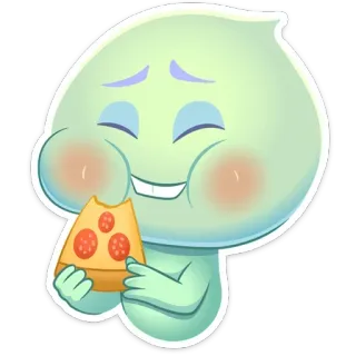 ▫️ 22 Soul pizza, dessin animé, personnage, nourriture, manger, joyeux, mignon, fantôme telegram sticker