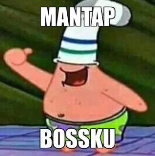 👍 Patrick Star MANTAP
BOSSKU spongebob, mantap, bossku, patrick, koki whatsapp sticker