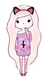 🐱 cute, girl, kawaii, pink, cartoon, illustration whatsapp sticker