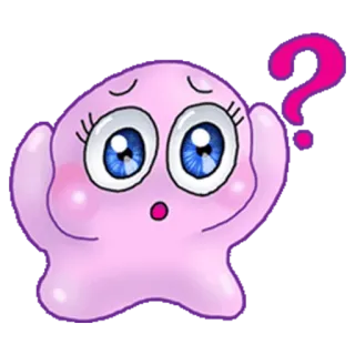 😱 Signo de interrogación, Mancha rosa, Dibujo animado, Lindo, Confundido, Ojos, Sticker telegram sticker