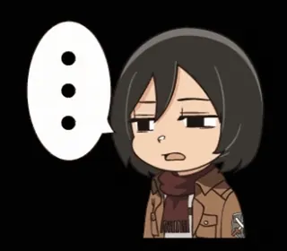 ๐คจ Mikasa Ackerman Attack on Titan ... Mikasa, Attack on Titan, anime, manga, thinking, dots, character telegram sticker