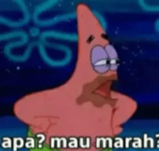 😂 Patrick Star Spongebob Squarepants apa? mau marah? patrick star, spongebob, cartoon, meme telegram sticker