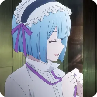 😌 Anime, メイド (Maid), cheveux bleus, mignon, fille telegram sticker