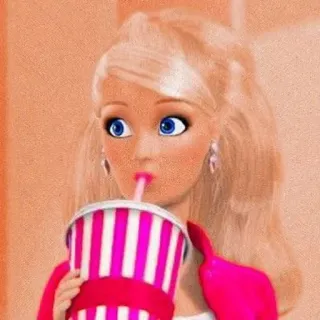 🍿 Barbie Puppe, Barbie, Trinken, Cartoon telegram sticker