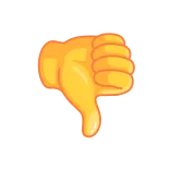 👎 Polegar para baixo, Deslike, Emoji, Mão amarela, Feedback negativo, Rejeição telegram sticker