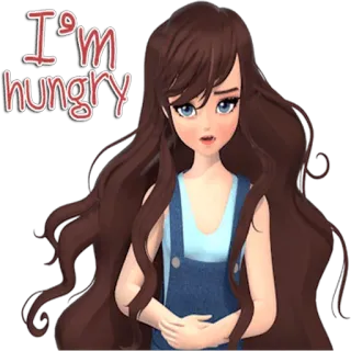 😰 I'm hungry faminto, desenho animado, feminino, menina, fofo, comida telegram sticker