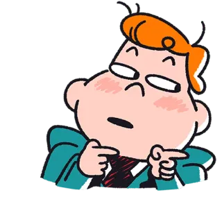 😉 Desenho animado, Personagem, Apontando, Curioso, Sorriso irônico, Animação telegram sticker
