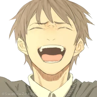 😂 @SwallowZiroad Anime, Chico, Sonrisa, Feliz, Dibujos animados, Personaje telegram sticker