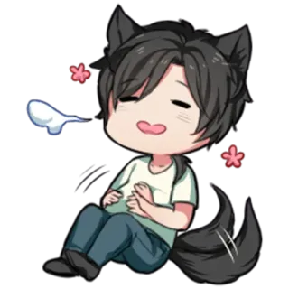 😌 Аниме, Кавай, Чиби, Волк, Милый, Расслабляющий telegram sticker