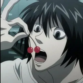 📓 L Lawliet Death Note Аниме, Детектив, L, Вишня, Сладости telegram sticker