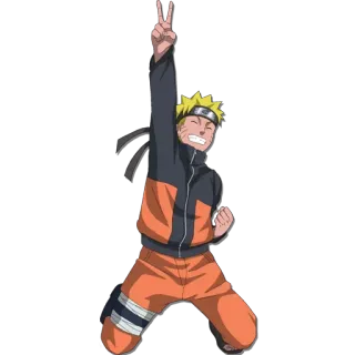 😄 Naruto anime, cartoon, character, naruto, uzumaki, peace sign, smile, manga telegram sticker