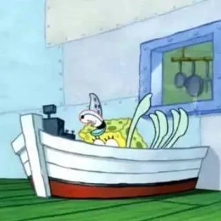 😁 Spongebob Spongebob Squarepants Bob l'éponge, bateau, dessin animé, personnage telegram sticker