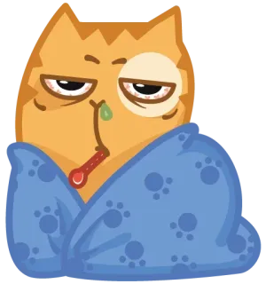 🌡 кот, больной, болезнь, термометр, мультфильм, милый telegram sticker