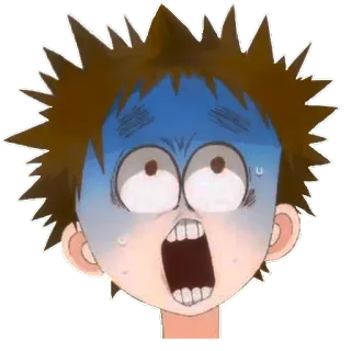 🐡 Anime, Desenho animado, Chocado, Assustado, Expressão, Rosto, Engraçado telegram sticker