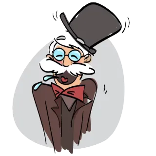 😂 uomo, cappello a cilindro, papillon, cartone animato, personaggio, disegno, illustrazione whatsapp sticker