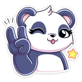 ✌️ Panda, Tanda perdamaian, Binatang, Kartun, Stiker, Kawaii, Berkedip whatsapp sticker