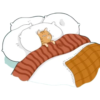 😴 gato, dormindo, travesseiro, cobertor, fofo, desenho animado, aconchegante whatsapp sticker