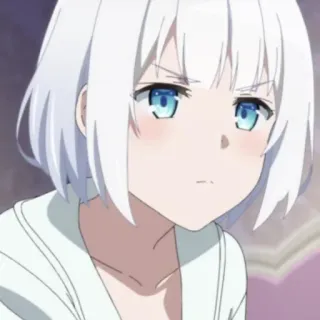 🍁 Anime, Garota, Cabelo branco, Olhos azuis telegram sticker