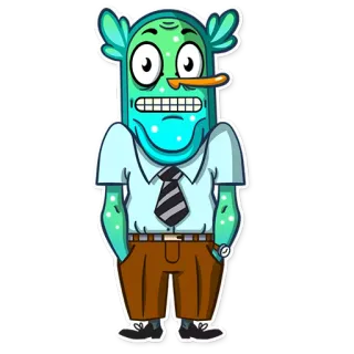 😬 Мультфильм, Персонаж, Монстр, Офис, Бизнес, Галстук whatsapp sticker
