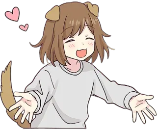 👐 Anime, Anjing, Senang, Kartun, Lucu telegram sticker
