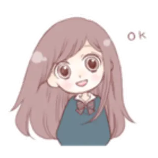 ✨ ok Chibi, Anime, Ragazza, Carino, Ok, Cartone animato telegram sticker