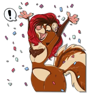 🎉 ! celebração, gambá, desenho animado, confete, animado, adesivo whatsapp sticker