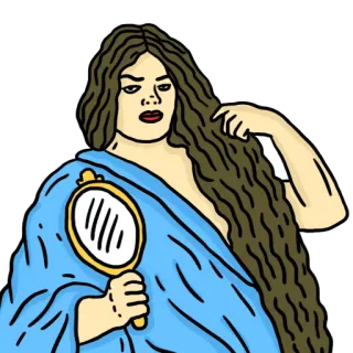 💅 женщина, зеркало, отражение, портрет, иллюстрация, красота telegram sticker