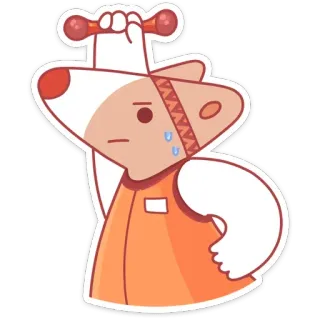 💪 Übung, Training, Fitness, Cartoon, Figur, Schweiß, Hanteln telegram sticker